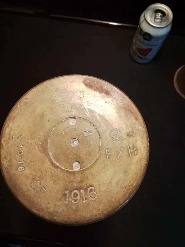 Antique WW I Trench Art Artillery Shell Brass Picthers 1916 image indicator(3)