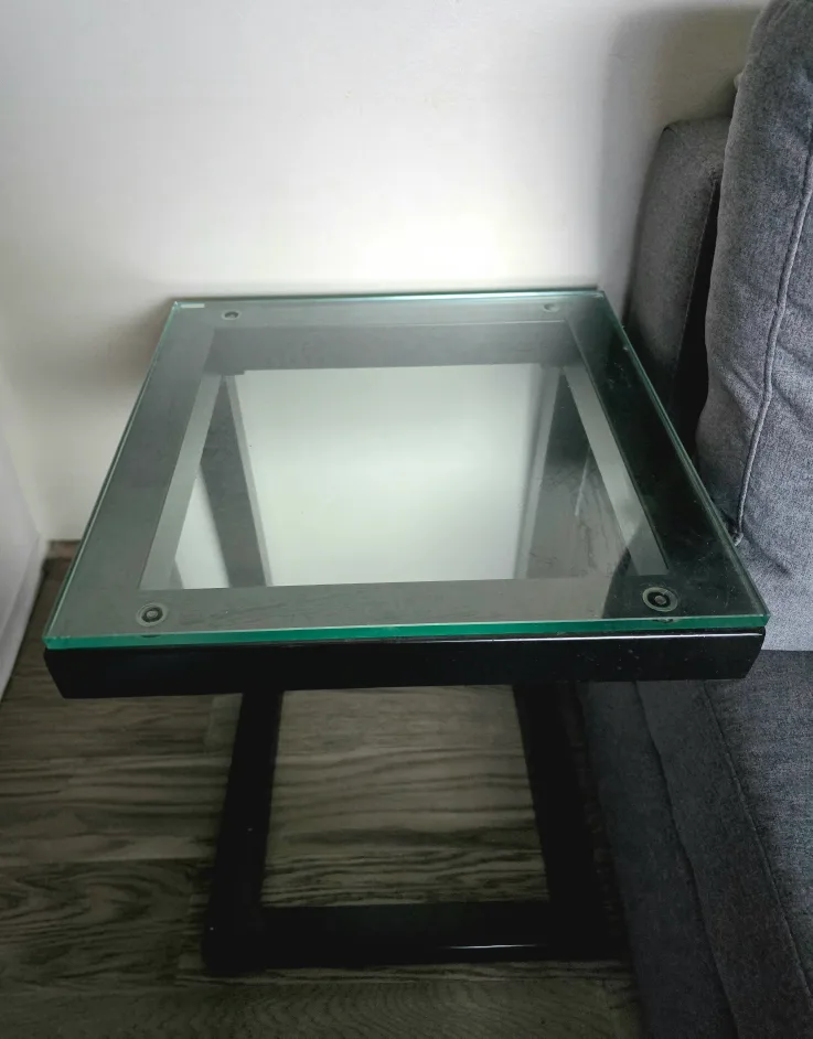 Glass Top Side Table With Black Frame