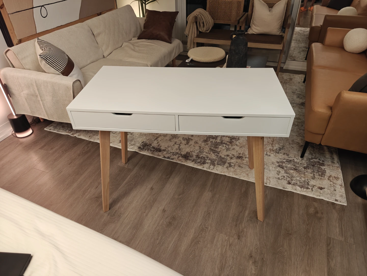 White wooden modern work office computer desk