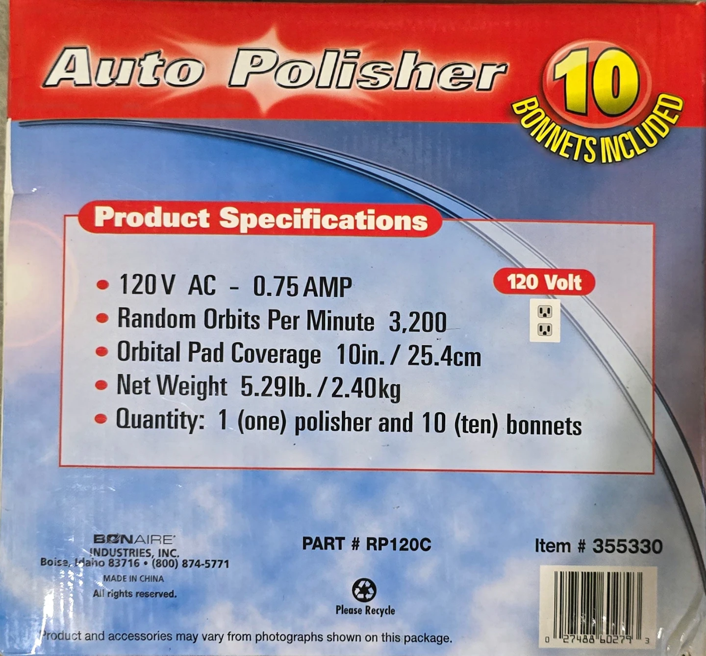 Bonaire Auto Polisher RP120C w/ 10 Bonnets - New - photo 3