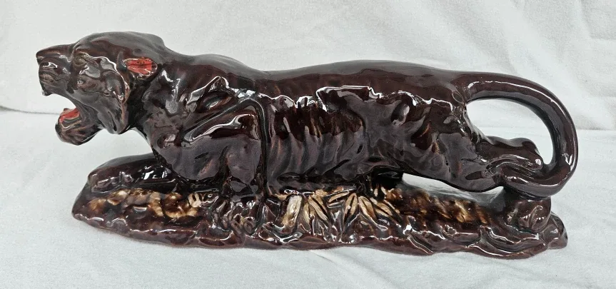 Vintage MCM 14” Ceramic Brown Lion Figure 1970’s Mint image indicator(2)