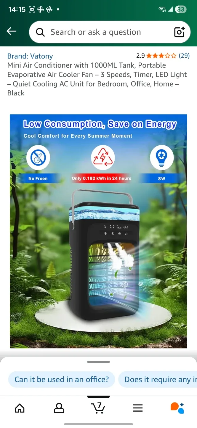 Vatony Mini Air Conditioner - Portable and Quiet image indicator(5)