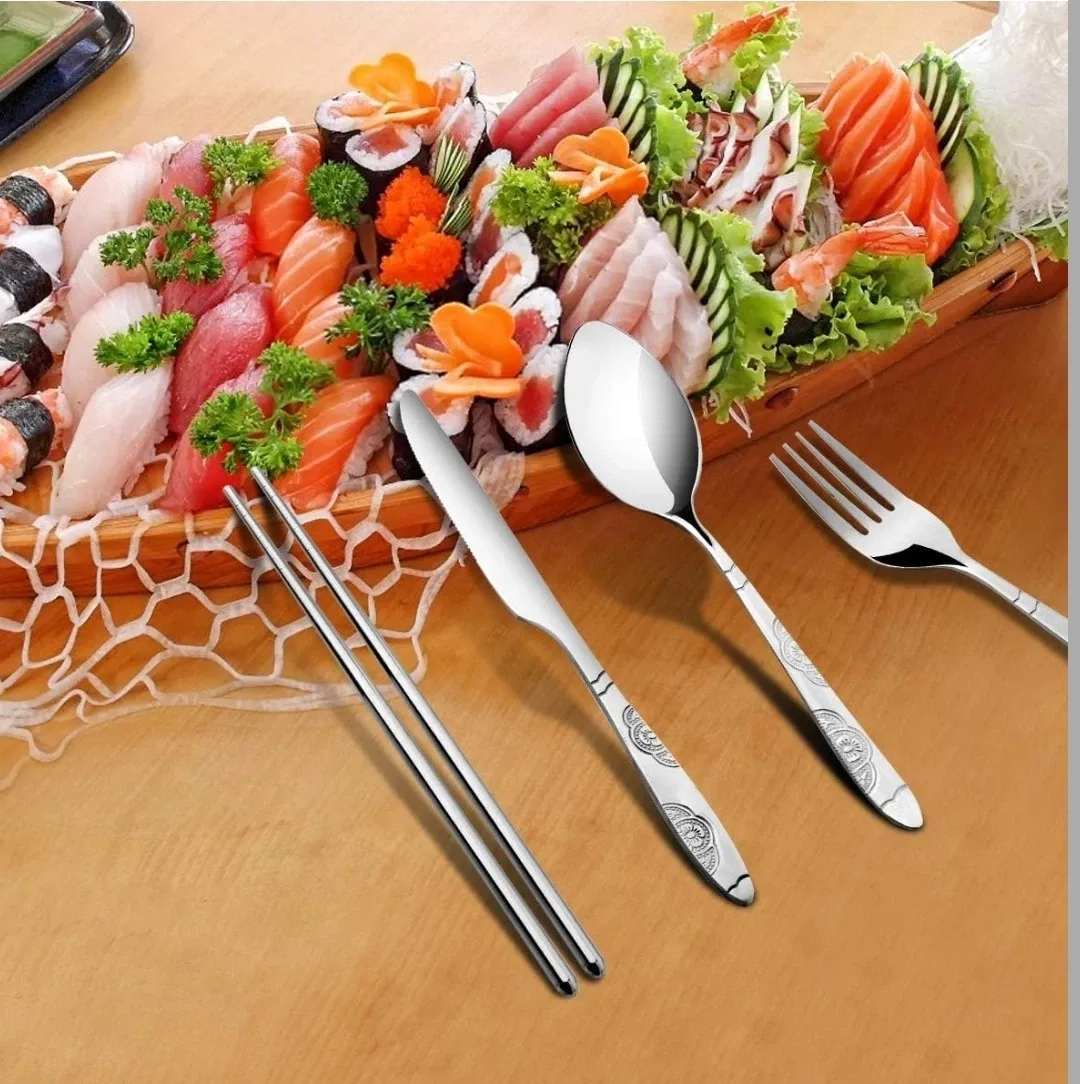 NEW Reusable Stainless  Steel Flatware Set - Blue image indicator(4)