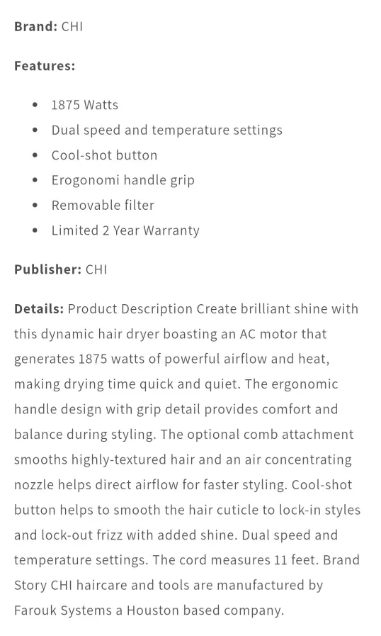 CHI Deep Brilliance Hair Dryer image indicator(3)