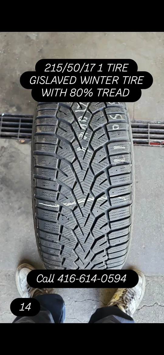 Gislaved 215/50/17 Winter Tire - 80% Tread