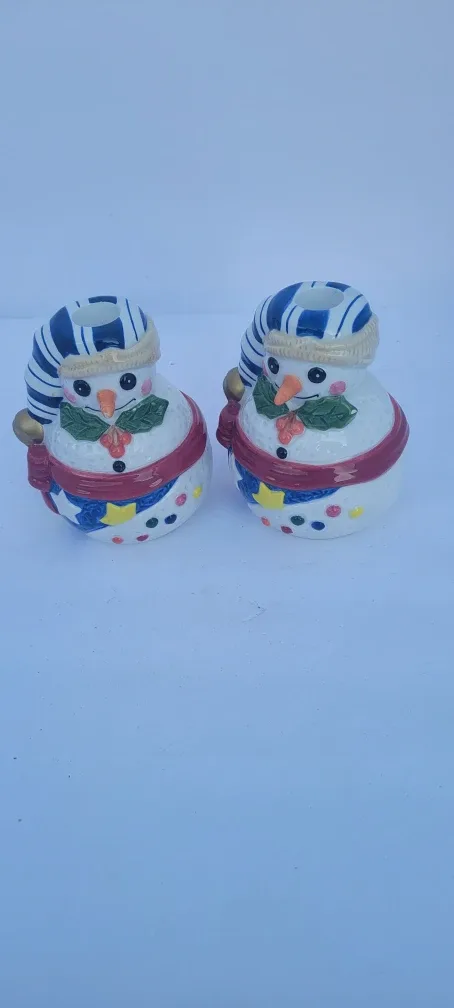 Snowman Candle Holders (Pair)
