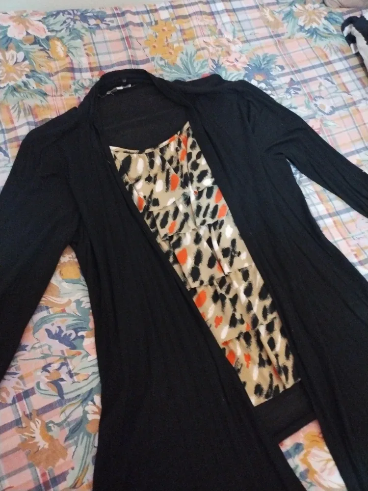 Black Cardigan with Animal Print