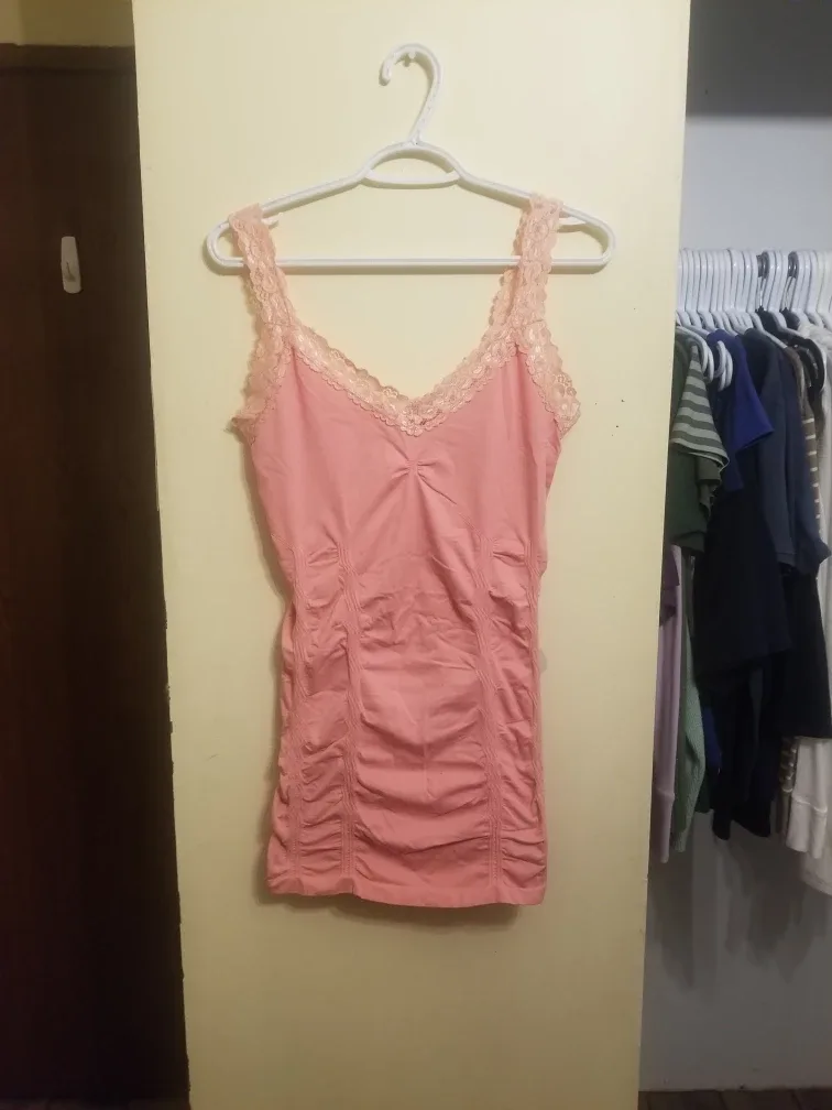 Peach Cami with Lace Trim