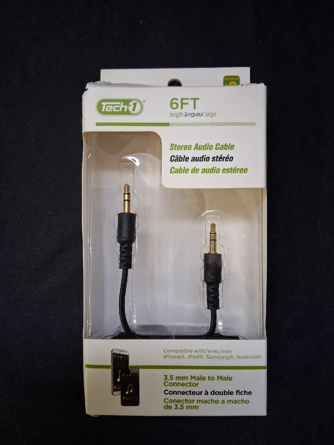 Tech1 6FT Stereo Audio Cable - New! thumbnail