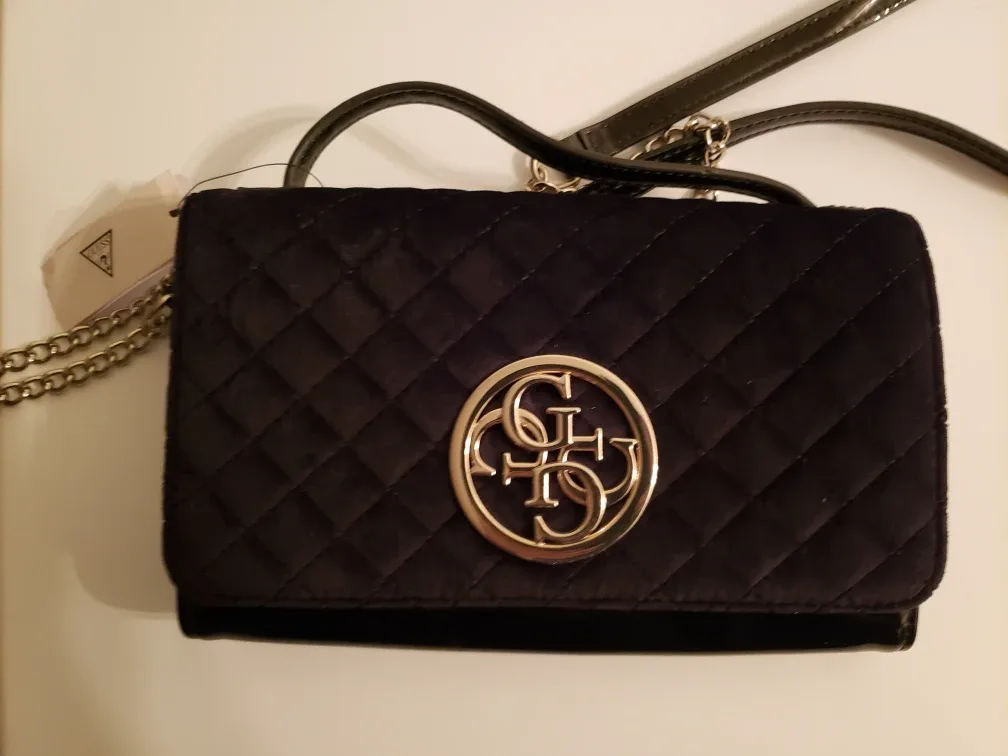Guess Black Quilted Evening Purse