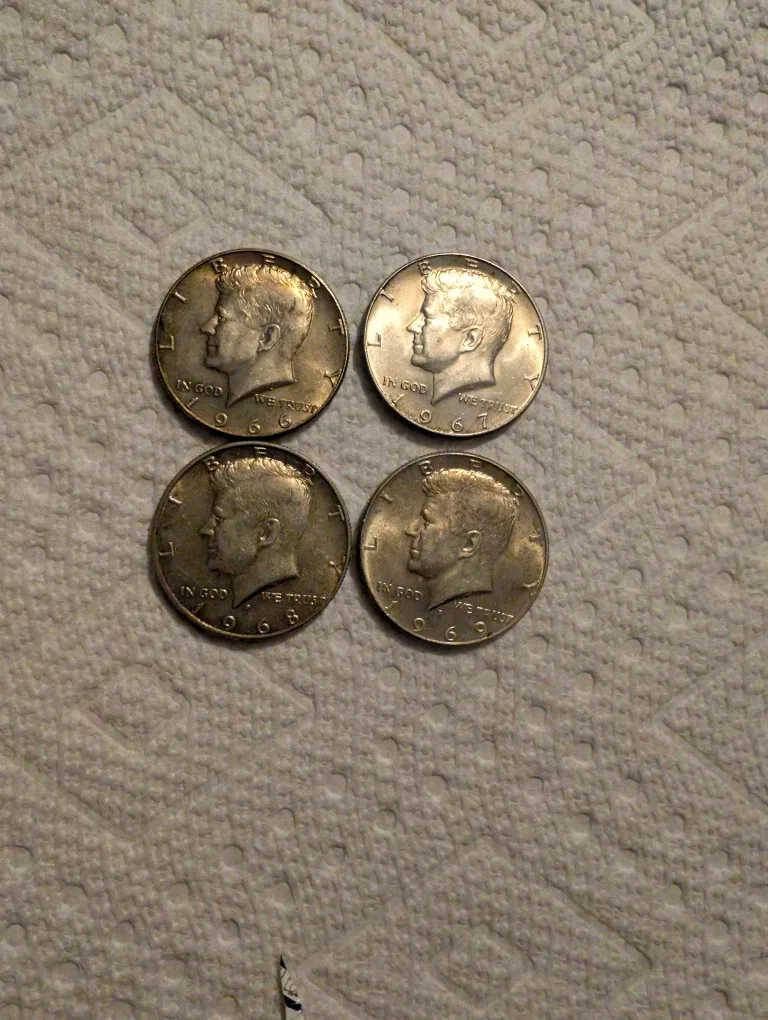 Vintage Four Silver Kennedy Half Dollar