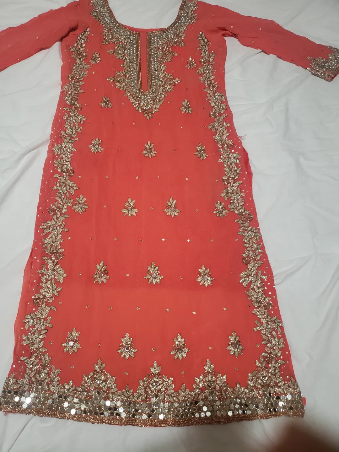 Coral Embroidered Salwar Kameez image indicator(2)