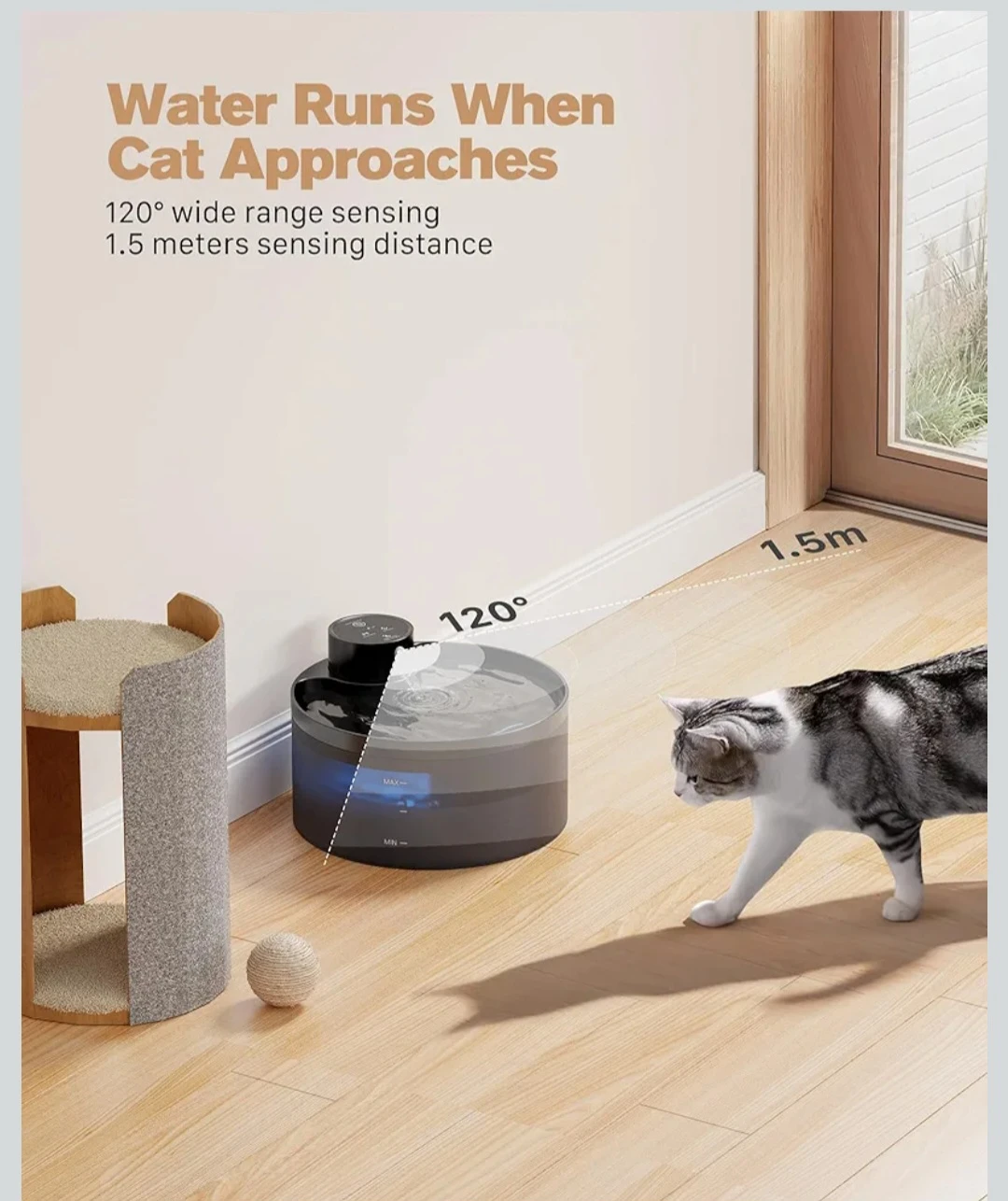 Wireless Cat Water Fountain: Pet Water Fountain Motion - 4200.. - photo 2