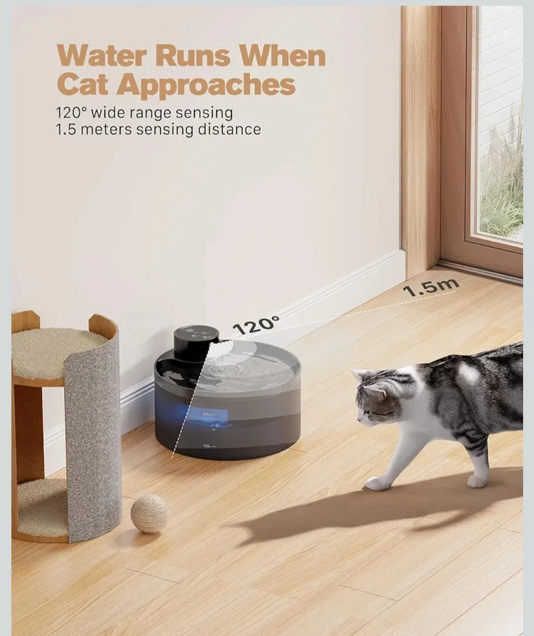 Wireless Cat Water Fountain: Pet Water Fountain Motion - 4200.. image indicator(2)