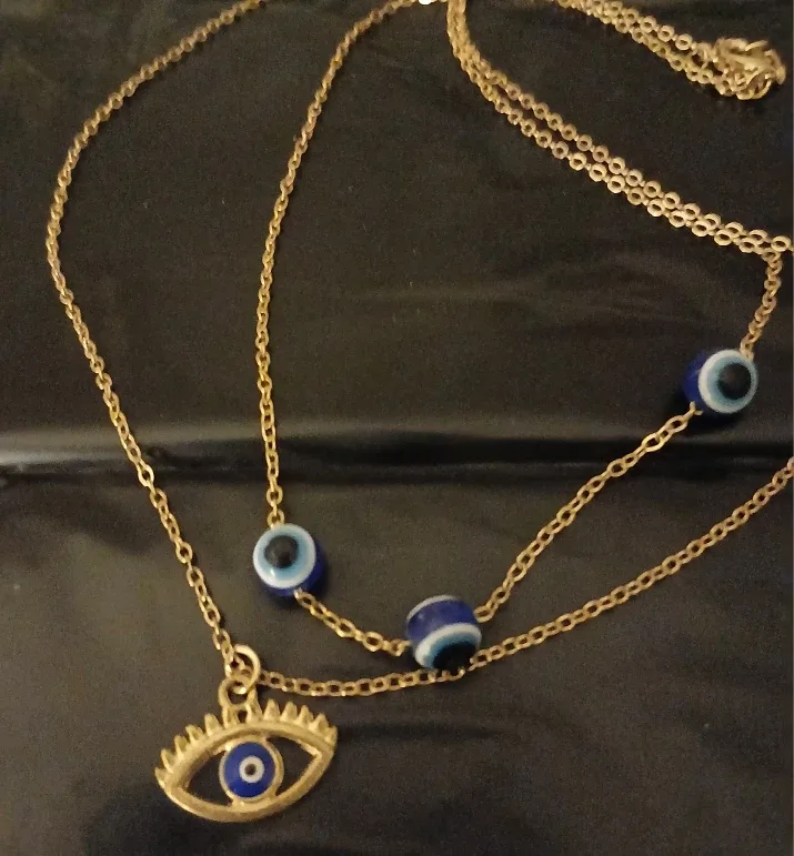 Gold-tone Evil Eye Layered Necklace