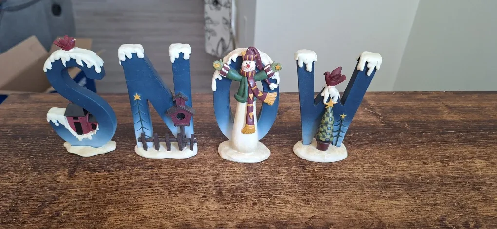 Snow Wooden Letters Decoration