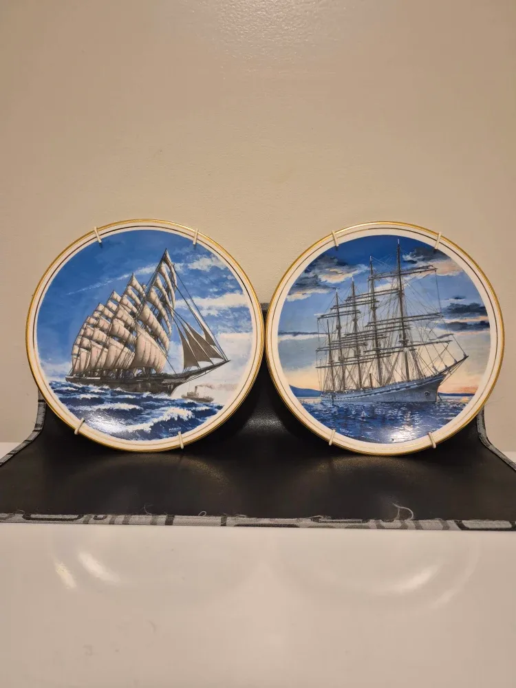 Two Harleigh England Bone China Ship Plates