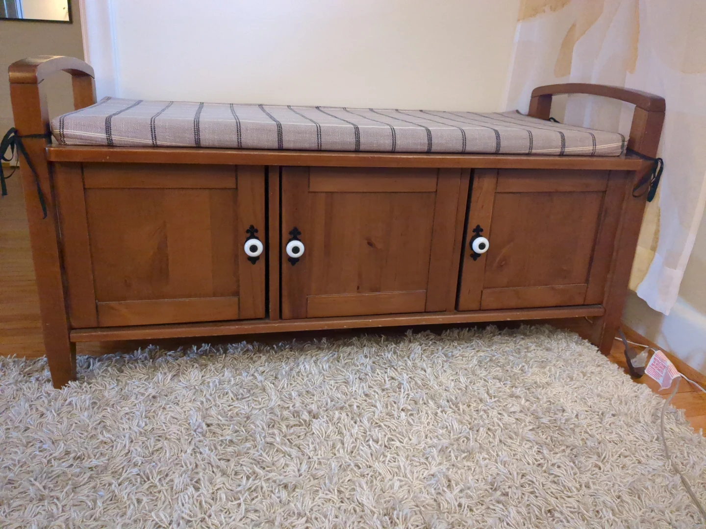 Wooden Storage Bench with Cushion pad
