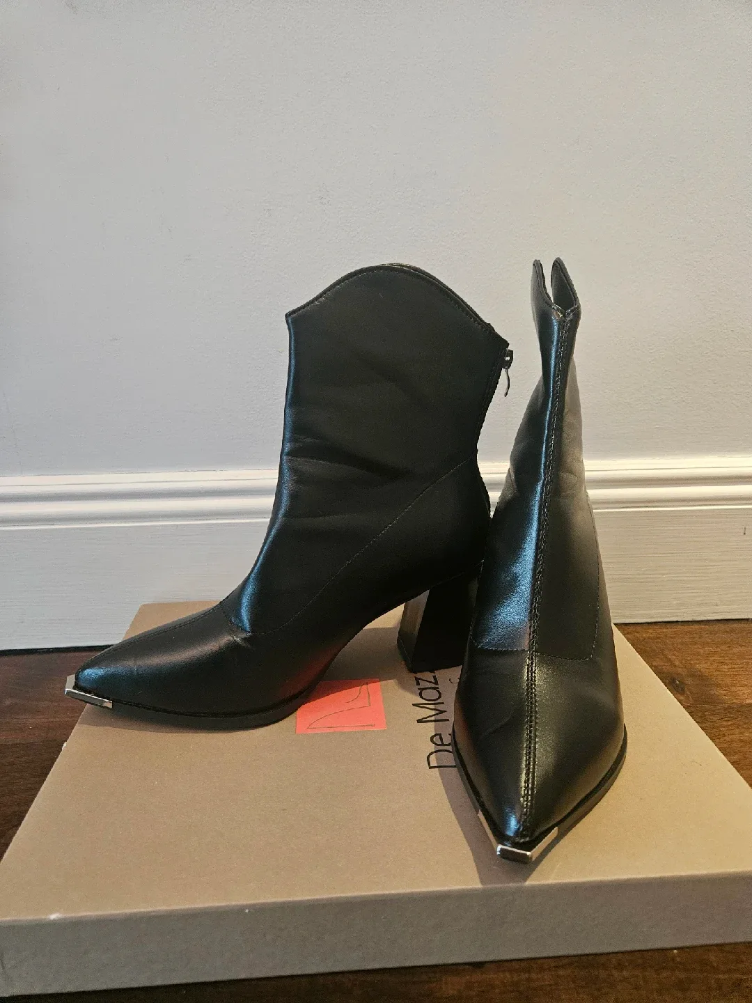 DeMaza Black Leather Ankle Boots image indicator(2)