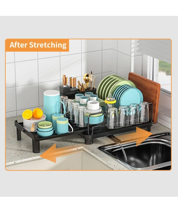 Extendable Dish Drying Rack - Black - photo 2