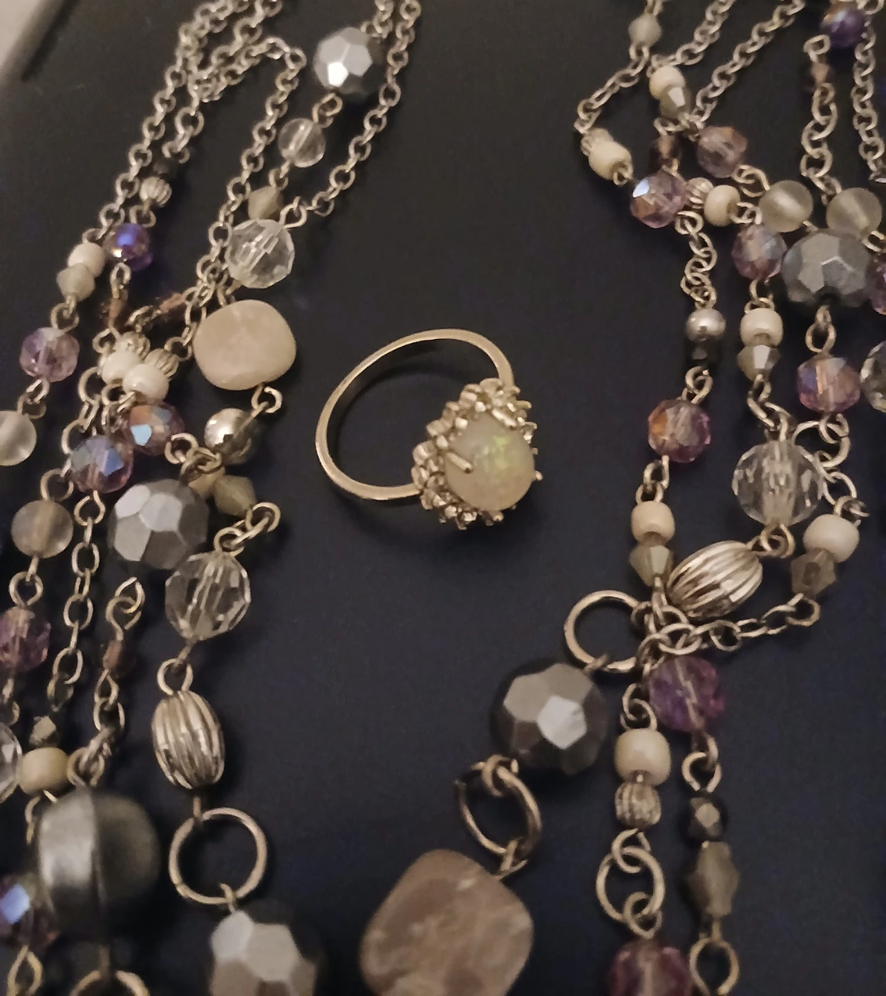 VINTAGE LIA SOPHIA 5 STRAND NECKLACE/RING SET - photo 2