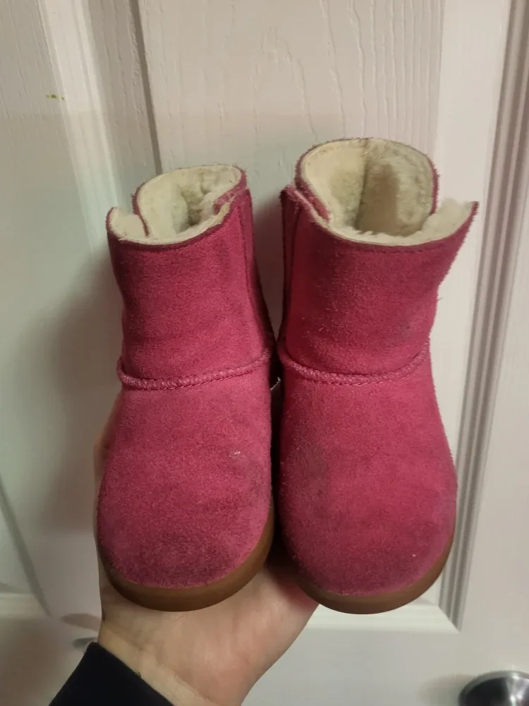 UGG Kids Pink Suede Boots Size 7 image indicator(4)