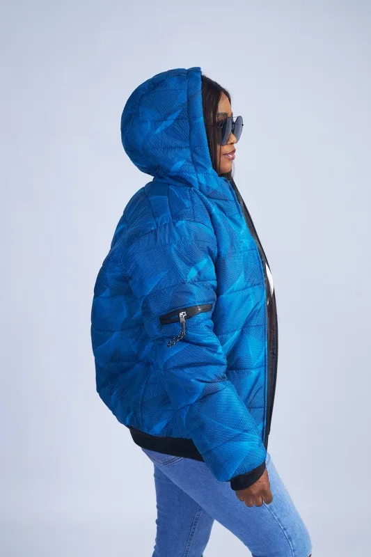 Blue Puffer Jacket with Hood