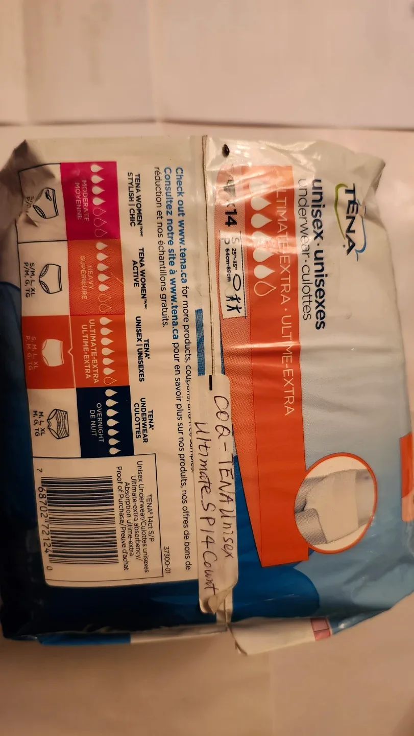 Brand New TENA Unisex Ultimate Extra Underwear, Small, 14 Count image indicator(4)