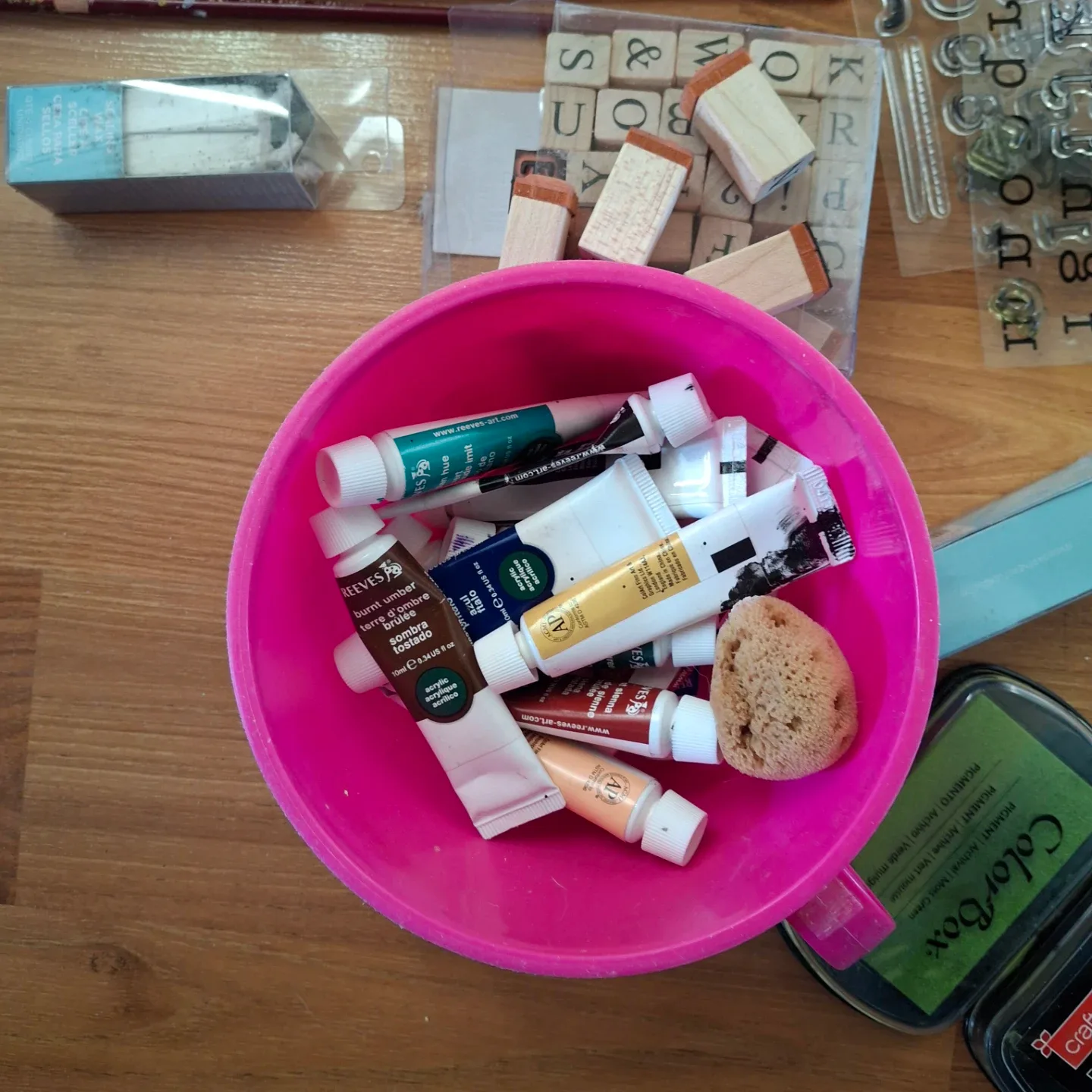 Craft Supplies Bundle: Stamps, Ink Pads, Paints