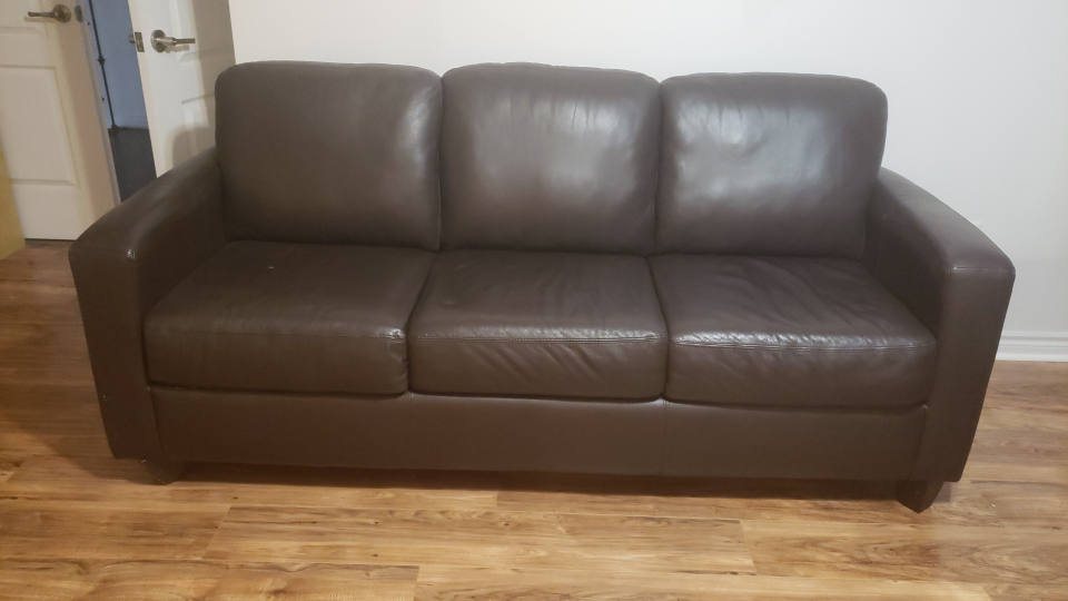 Brown Leather 3-Seat Sofa