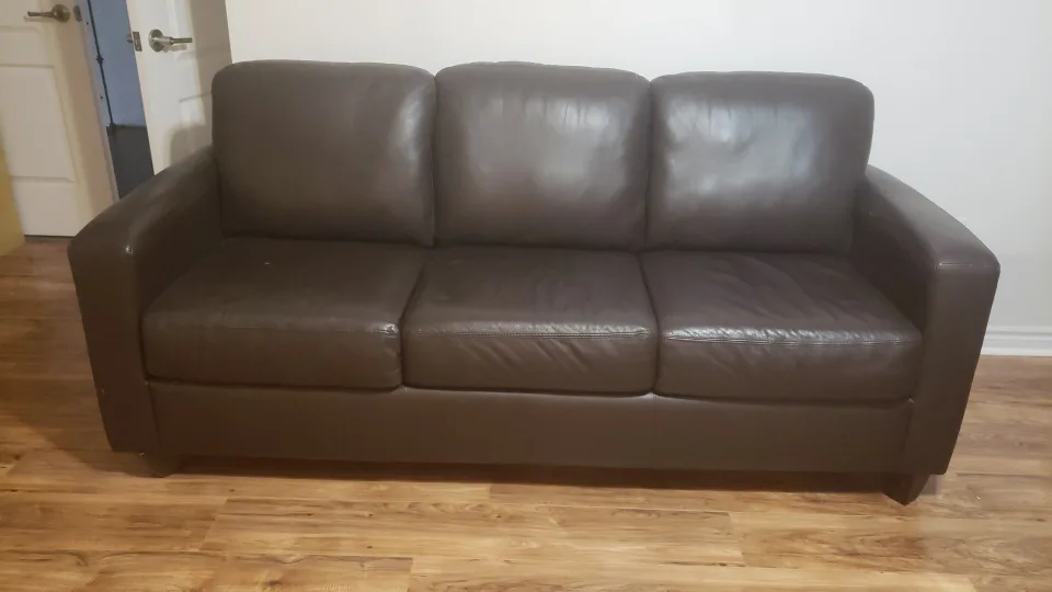 Brown Leather 3-Seat Sofa thumbnail
