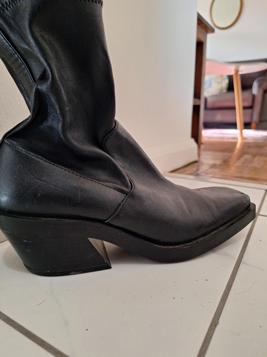 Black Leather Ankle Boots Zara - photo 4