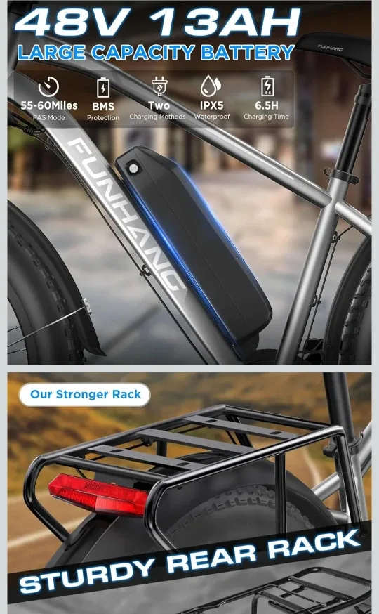 Electric Bike,1000W Peak Ebike,  48V 13AH Battery image indicator(3)