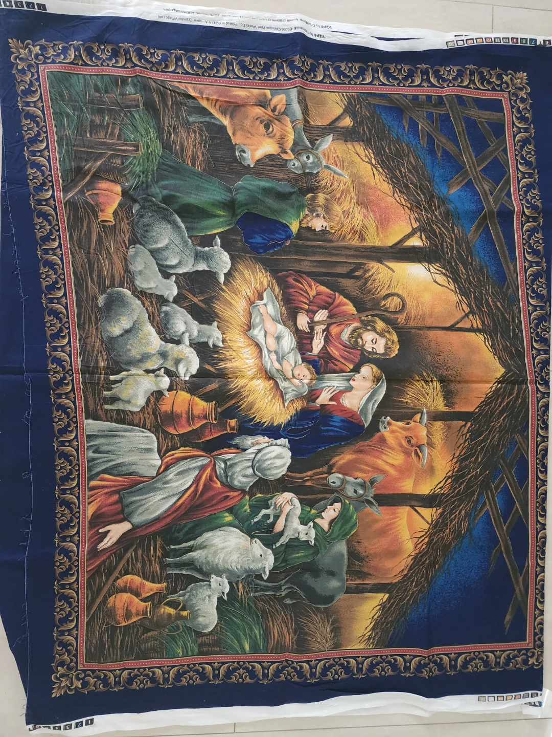Christmas JESUS BIRTH Nativity Scene Fabric Panel