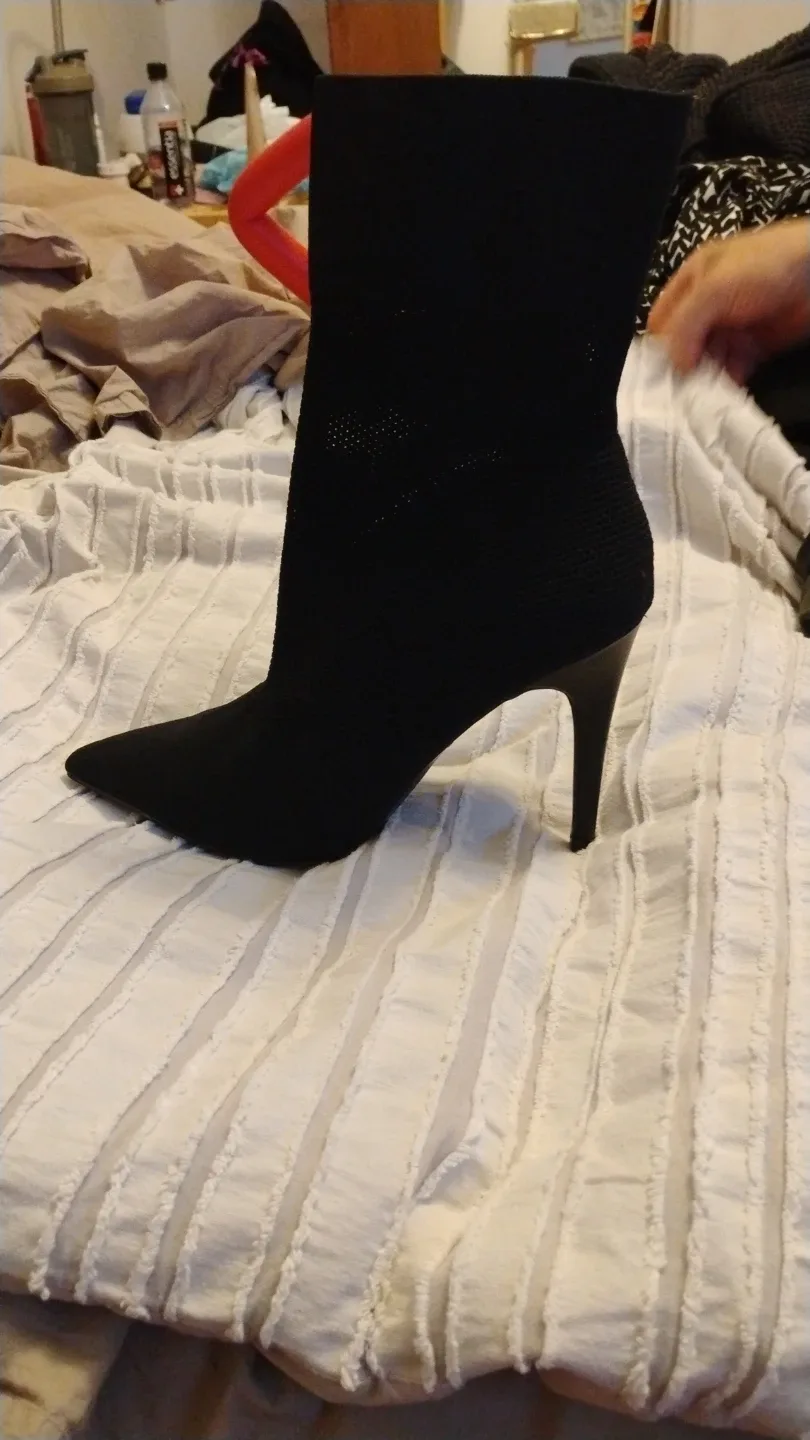 Black Sock Heeled Ankle Boots - Size 9 image indicator(3)