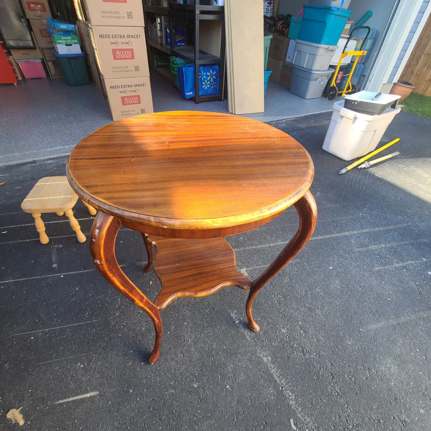 Round Wooden Side Table - 25" Diameter
