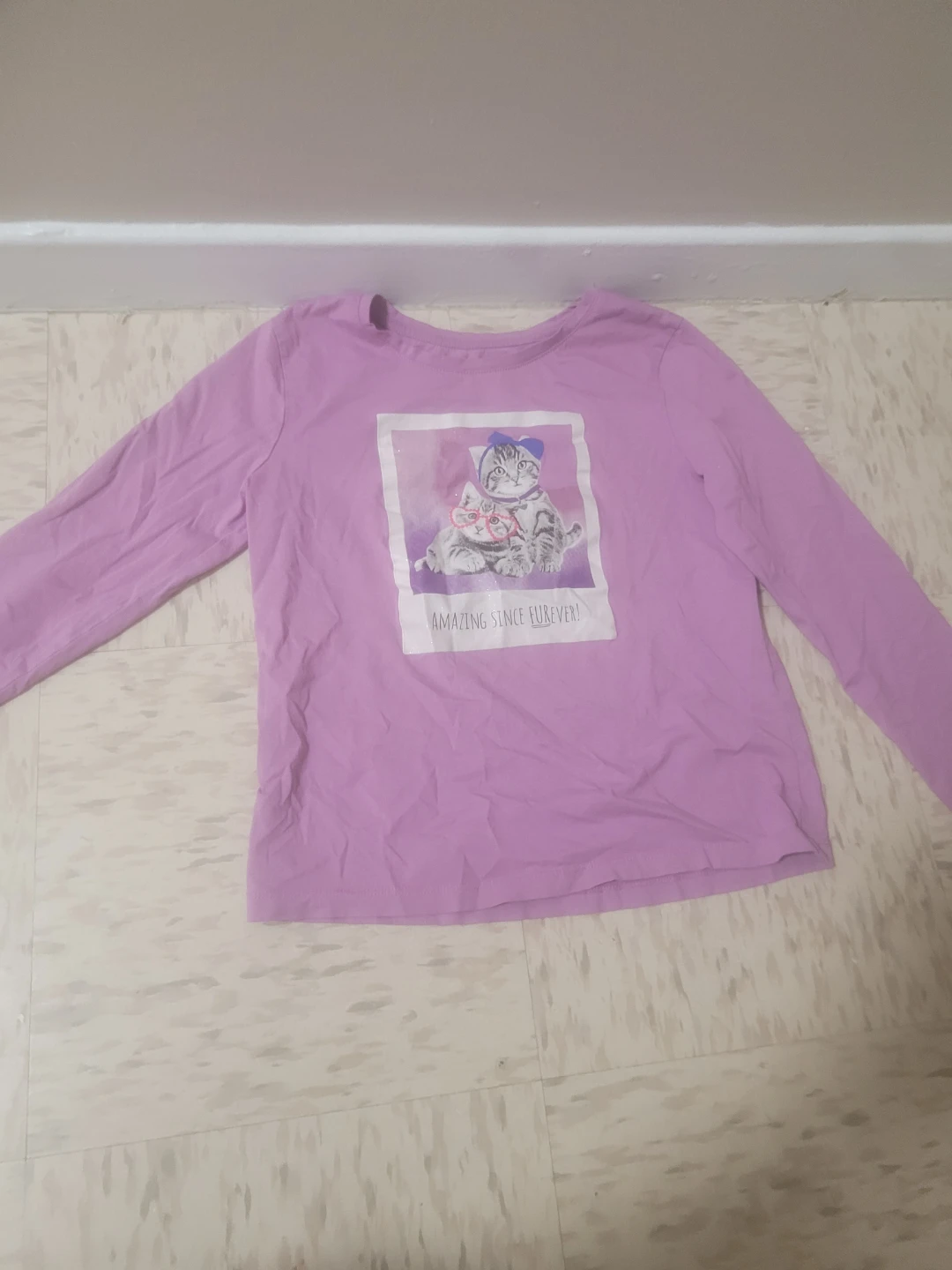 Girl's cat  Long Sleeve Top - Size 10/12