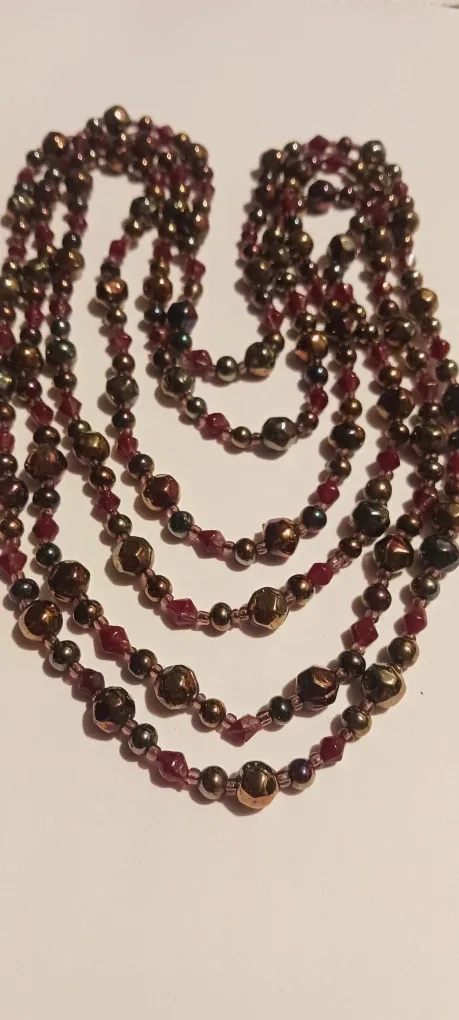 Beautiful burgundy stone beaded long necklace