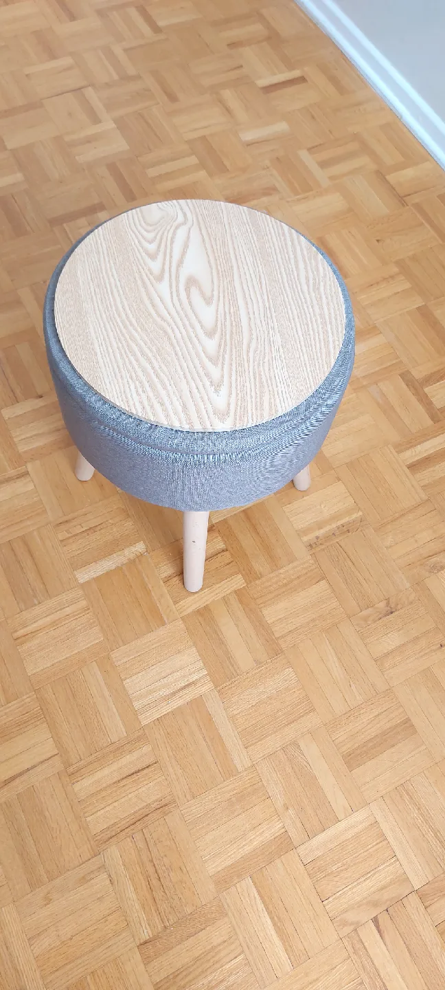 Round Grey Ottoman Footstool with storage image indicator(2)