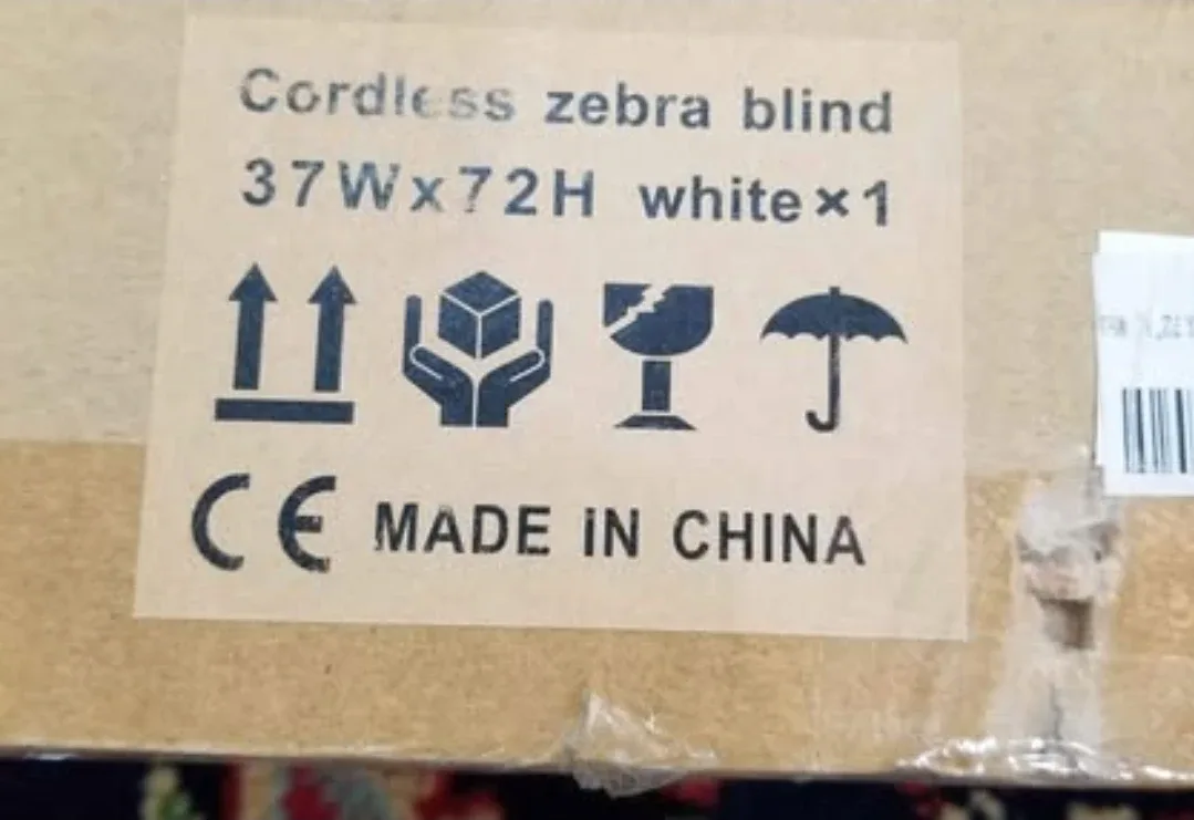 New Cordless Zebra Blind 37Wx72H - White image indicator(5)