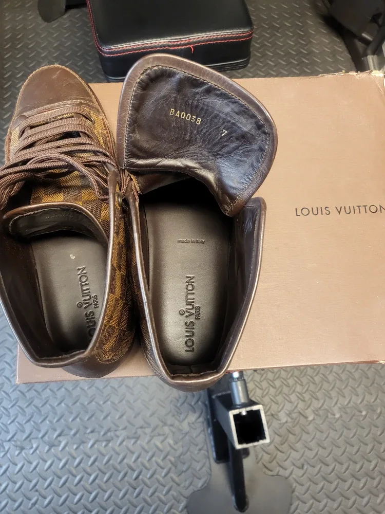 Louis Vuitton Damier High-Top Sneakers, Size 7 thumbnail