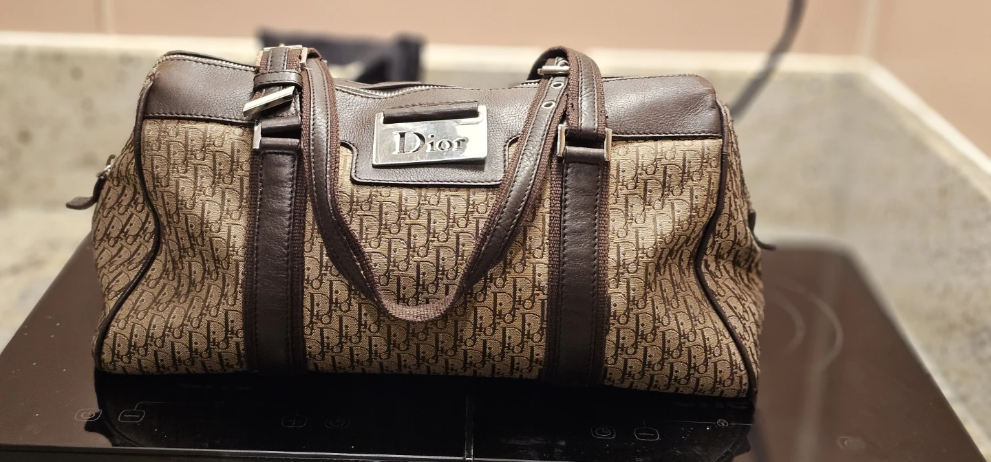 Christian Dior Brown/Beige Oblique Boston Bag