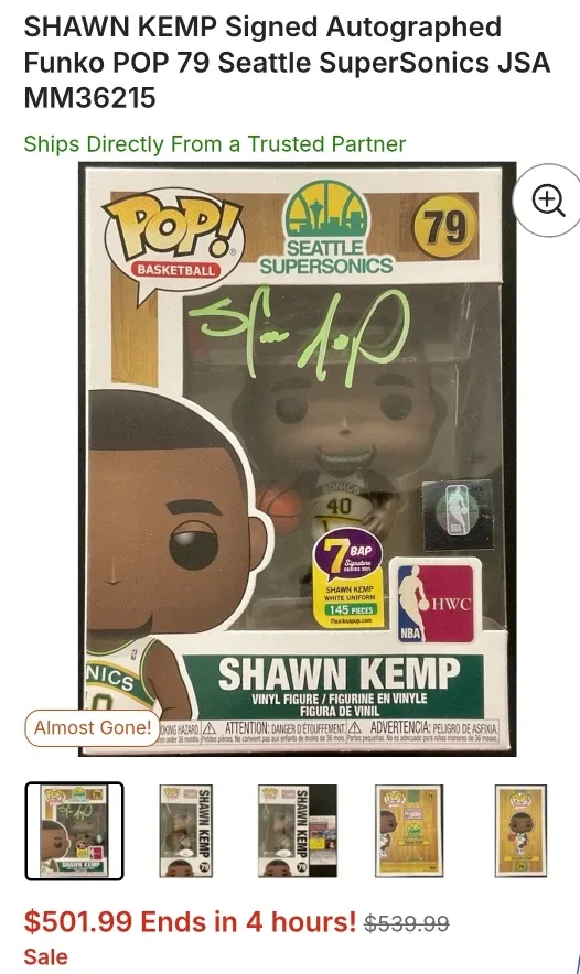 Funko Pop! Shawn Kemp Autographed Seattle Supersonics #79