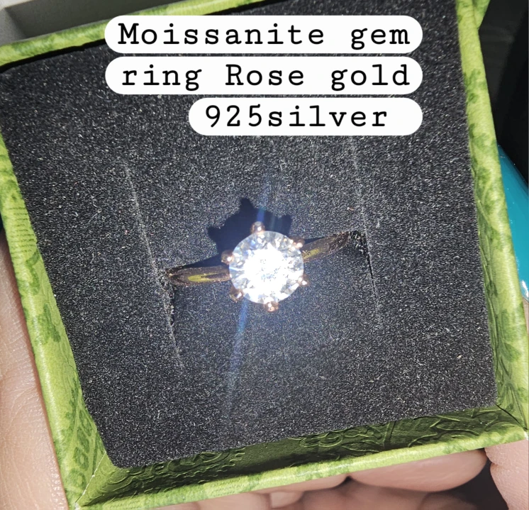 Moissanite Gem Ring - Rose Gold 925 Silver - photo 2