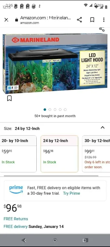 20 gallon 24x12 glass Fish Tank with Marineland LED Light Hood image indicator(4)