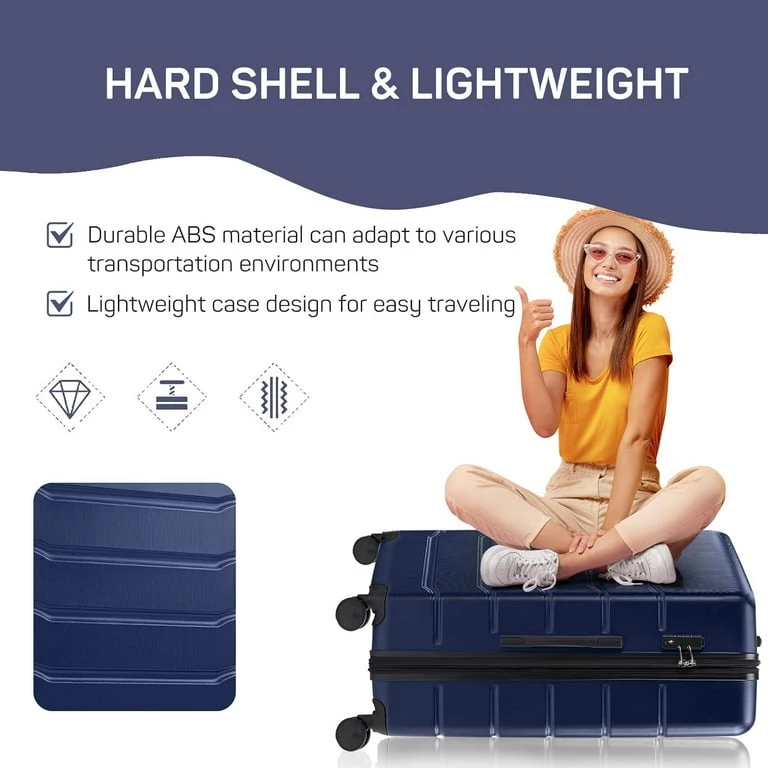 New Hard Shell Lightweight Blue Suitcase - photo 4