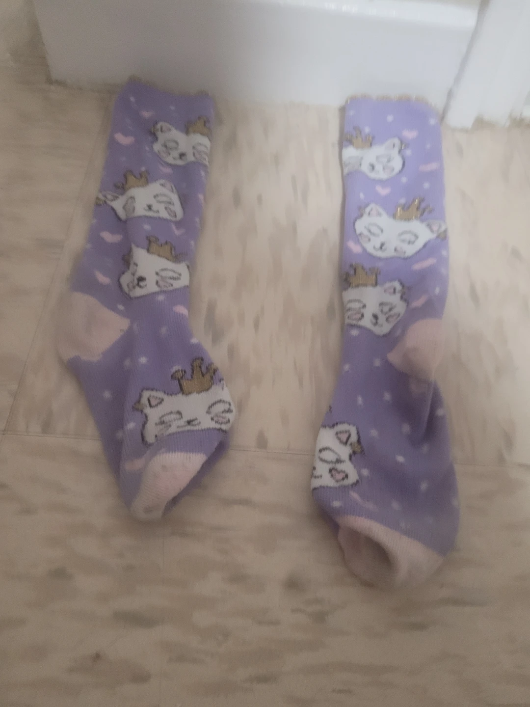 Cute Purple Socks with Cat Design