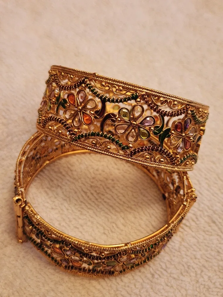 Gold Tone Bangles with Intricate Designs image indicator(3)