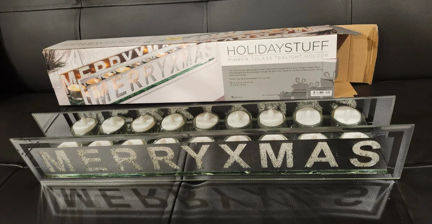 Christmas Mirror Glass Tealight Holder - 9 Peice - 22 Inch image indicator(2)