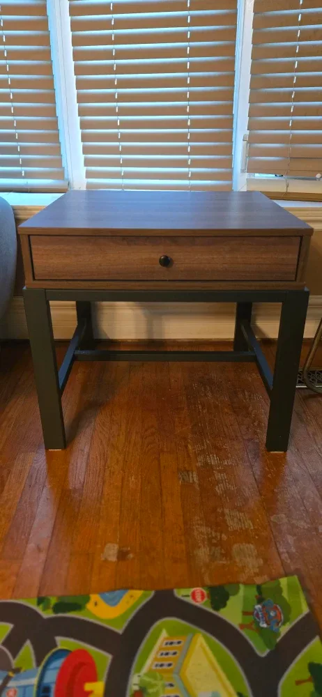 Brown Wood Side Table with Drawer